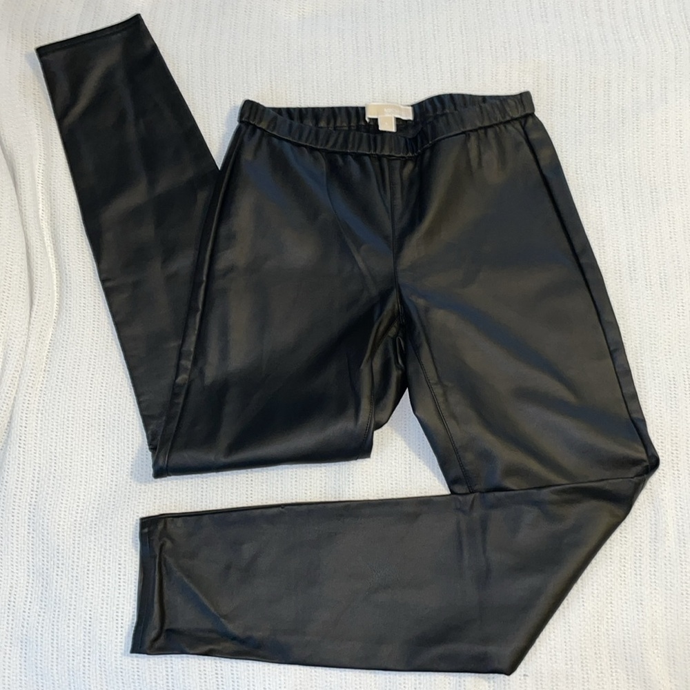 NWT Michael Michael Kore Black Faux Leather Leggings - Size 6